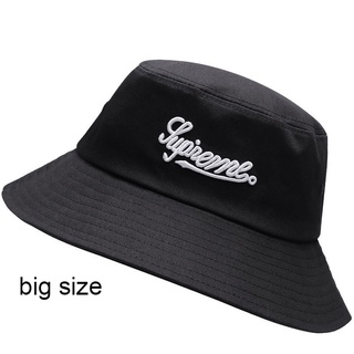 หมวกบักเก็ต ผ้าฝ้าย ขนาดใหญ่ สีดํา สีเบจ สําหรับผู้หญิง