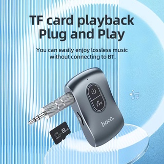 ส่งจากไทย Hoco E73 ของแท้ Aux BT5.0 รองรับการ์ด TF ตัวรับสัญญาณเสียงเพลง Aux แฮนด์ฟรี 3.5 มม.รถยนต์ลำโพงหูฟัง