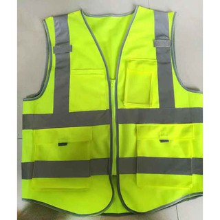 ภาพขนาดย่อของสินค้าF13 เสื้อกั๊กสะท้อนแสง Multi - Pocket เสื้อแจ็คเก็ตการจราจรความปลอดภัยเสื้อขี่มอเตอร์ไซค์ Reflective Vest Safety Vest