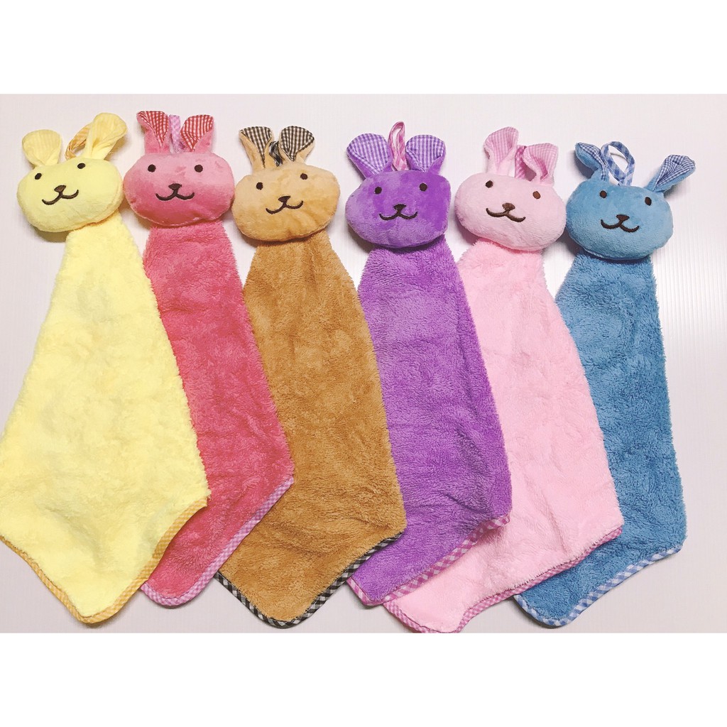 ผ้าเช็ดมือกระต่าย-แขวนได้-18-บาท-มี-6-สี-เนื้อหนานุ่มๆ-ขนาด-27-x-27-cm