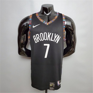 Nba Basquete Durant #เสื้อกีฬาบาสเก็ตบอล ลายทีม Brooklyn Nets City Version Nba No.7 Au Version สีดํา 7 ชิ้น