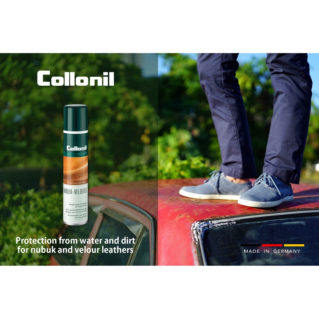 collonil-nubuk-velours-spray-200ml-โคโลนิลสเปรย์กันน้ำสำหรับหนังกลับ-นูบัค-สำหรับรองเท้าและกระเป๋า