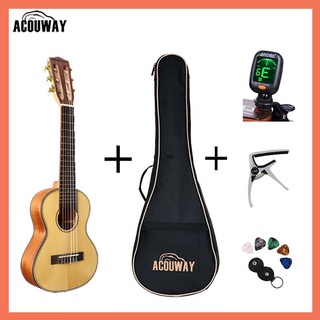 Acouway อุปกรณ์เสริมกีตาร์อูคูเลเล่กีตาร์อูคูเลเล่ 28 นิ้ว 6 สาย 18 Frets