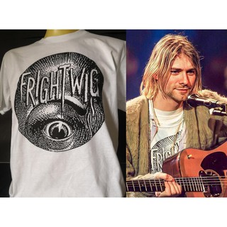 เสื้อยืดผ้าฝ้ายพิมพ์ลายเสื้อวงนำเข้า Kurt Cobain Frightwig MTV Unplugged Nirvana Grunge Retro Style Vintage T-shirt