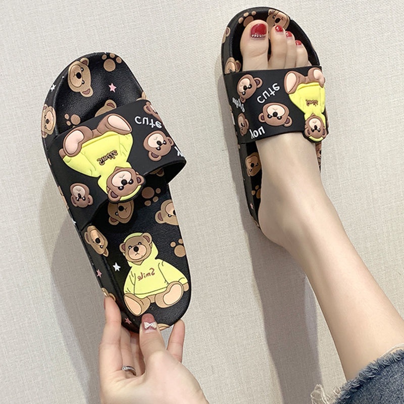 ภาพสินค้ารองเท้าแตะ สไตล์เกาหลี ลายหมีน้อย แบบสวม รองเท้าแตะสำหรับผู้หญิง จากร้าน ccshop. บน Shopee ภาพที่ 1