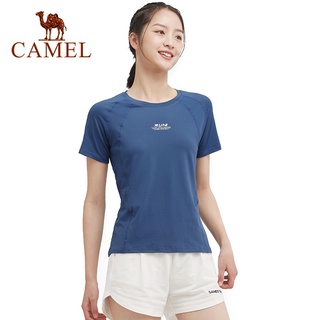 Camel เสื้อยืดแขนสั้น ผ้าเรยอน ระบายอากาศ แบบแห้งเร็ว เหมาะกับใส่ออกกําลังกาย สําหรับผู้หญิง