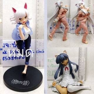 (แท้/มือ2/อะไหล่) SEGA Monogatari Series Black Hanekawa Kotobukiya Ver. PVC Figure  สีเทา หูแมว ในชุด MAID​ น้องแมว