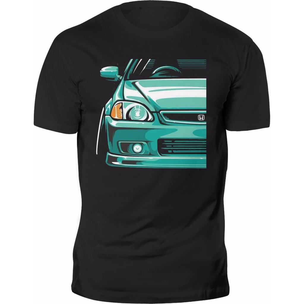 บุรุษเสื้อยืดสั้น-honda-civic-mk6-โคลสอัพ-jdm-vtec-บุรุษเสื้อยืด