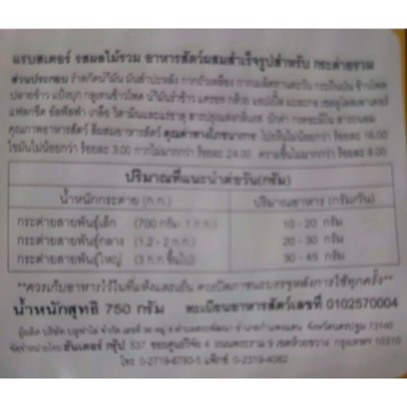 Rabster อาหารกระต่าย สูตรผลไม้รวมทานง่าย นน.750 กรัม | Shopee Thailand