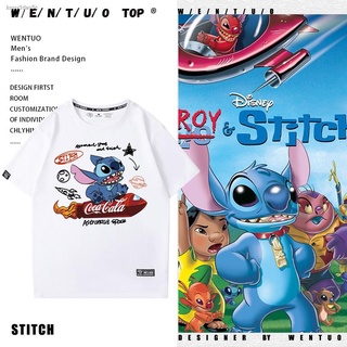 เตรียมจัดส่ง▬Interstellar baby Stitch อะนิเมะอุปกรณ์ต่อพ่วงเสื้อยืดแขนสั้นผู้ชายและผู้หญิงฤดูร้อน graffiti มือวาดหลวมผ้า