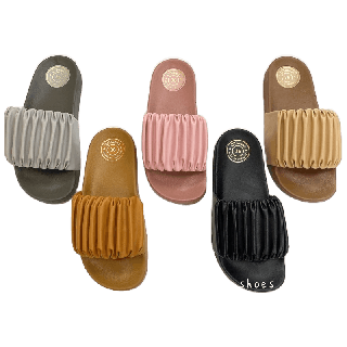 โปรโมชั่น : พร้อมส่ง✅ รองเท้าแตะ แบบสวมจีบย่น พื้นยางกันลื่น พื้นนิ่มมากก