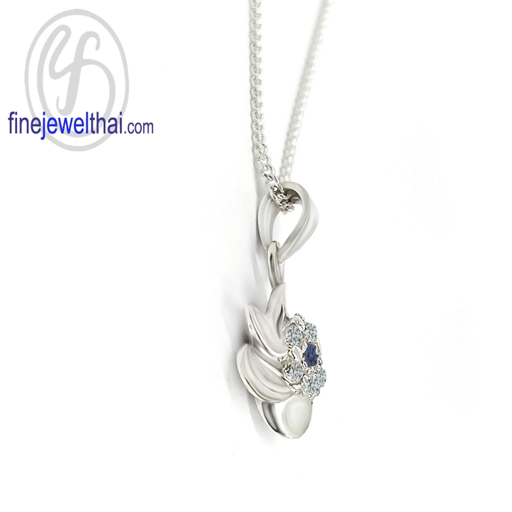 finejewelthai-จี้ไพลิน-ไพลิน-จี้พลอย-จี้เพชรcz-พลอยประจำเดือนเกิด-blue-sapphire-silver-pendant-birthstone-p1092bl00e