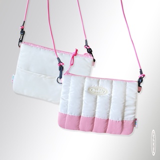 DADDY | Puff Sacoche กระเป๋าสะพายข้างสีชมพูขาว ใบเล็กน่ารัก