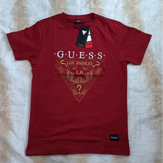 [100% Cotton] เสื้อยืดผ้าฝ้าย พิมพ์ลาย GUESS UNISEX OVERRUNS