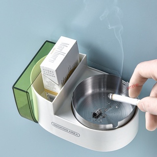 Toilet Creative Wall-mounted Ash Tray With Cover Non-perforated Stainless Steel