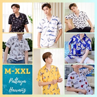 ภาพขนาดย่อของสินค้าเสื้อฮาวาย เสื้อเชิ้ต ส่งJ&T M-XXL  เสื้อสงกรานต์ ผู้ชาย แขนสั้น