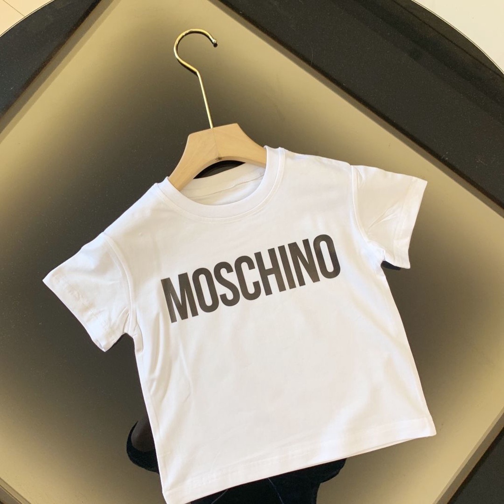 moschino-trademark-children-new-style-เสื้อกีฬาแขนสั้น-ผ้าฝ้าย-ใส่สบาย-สําหรับเด็กผู้ชาย-ผู้หญิง