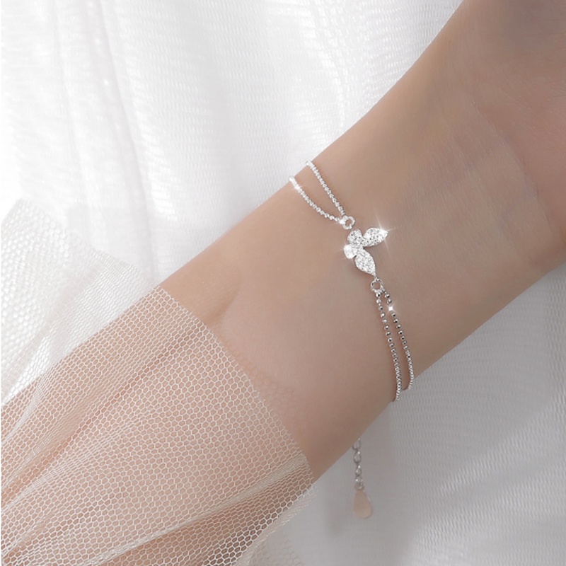fantastic789-สร้อยข้อมือโซ่-ประดับลูกปัดคู่-คริสตัล-รูปผีเสื้อ-สวยงาม-เครื่องประดับ-สําหรับผู้หญิง