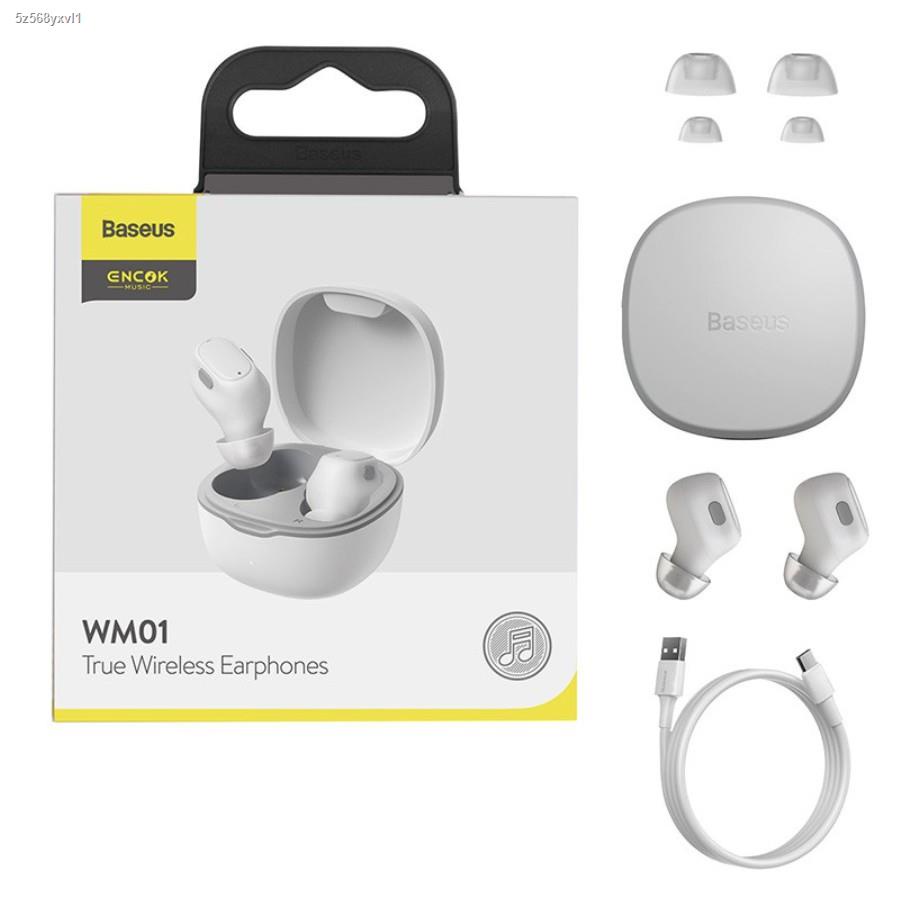 สินค้าพร้อมส่ง-baseus-wm01-หูฟังบลูทูธ-หูฟังไร้สาย-true-wireless-5-0-tws-เบสแน่น-หูฟัง-bluetooth-soundpeatsหูฟังe