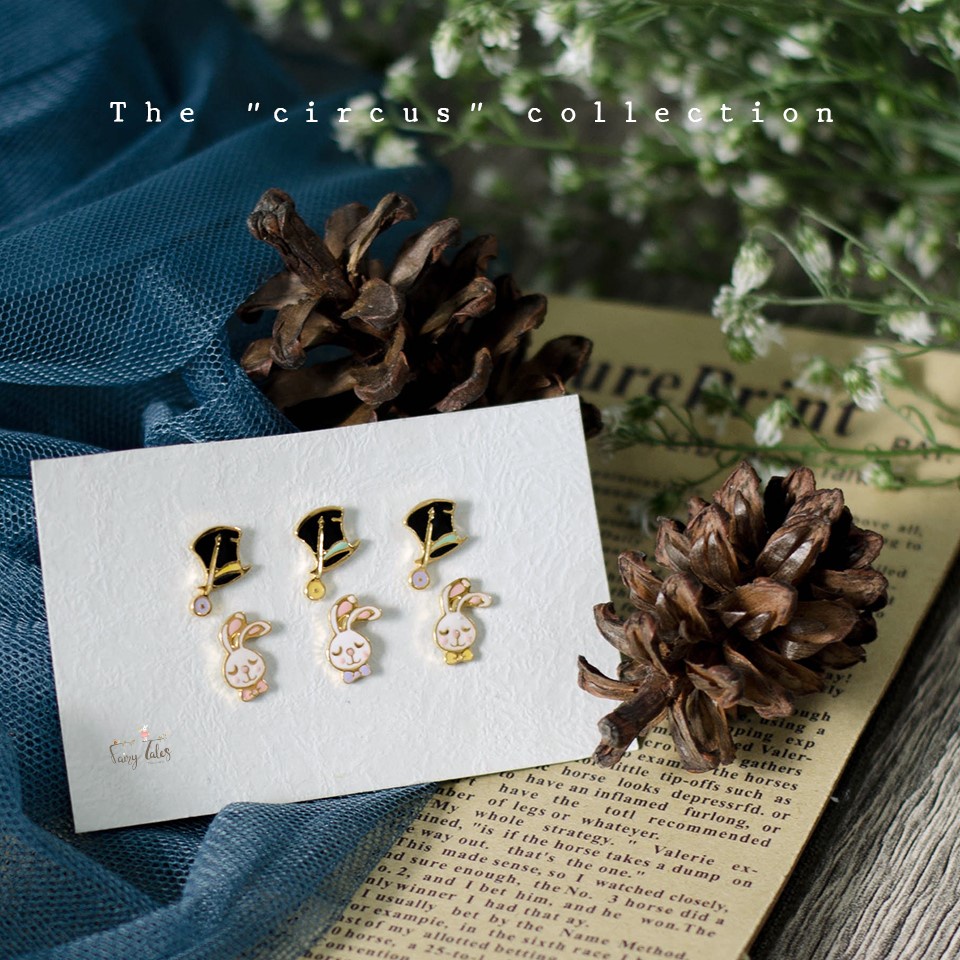 fairy-tales-wonderland-earrings-ต่างหูรูปสัตว์-แฟชั่น-กระต่าย-น่ารัก-สไตล์มินิ-พร้อมส่ง