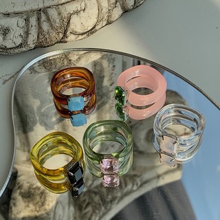ภาพหน้าปกสินค้าแหวนอัญมณี เรซิ่น อะคริลิค หลากหลายสีสไตล์เกาหลี ที่เกี่ยวข้อง