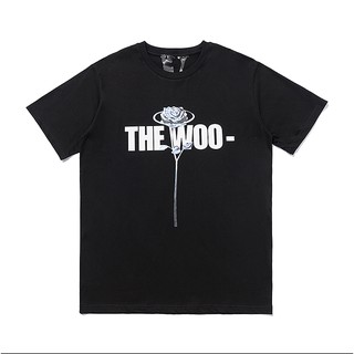 แฟชั่น Vlone X Pop Smoke The Woo เสื้อยืดลําลองสําหรับผู้ชายผู้หญิงแขนสั้นคอก ลม