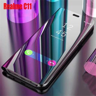 เคสมือถือ แบบฝาพับ ป้องกันรอย สำหรับ Realme C11 Case Cover Realme C11 RealmeC11 Stand Mirror Hard Flip Leather Case