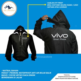เสื้อแจ็กเก็ตร่มชูชีพ ลายโลโก้สมาร์ทโฟน Vivo แบบพลิกกลับได้