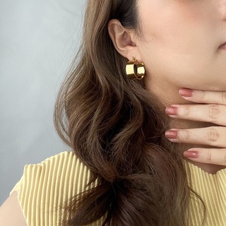 𝐴𝑆𝐻𝐼𝑅𝐴 (18k gold plated) ต่างหูห่วง Wide 10 mm. hoop earrings - lightweight earrings ต่างหูห่วง ต่างหูห่วงสีทอง