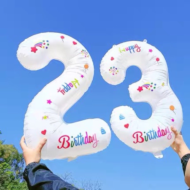 ภาพสินค้าลูกโป่งตัวเลขสีขาว 32 นิ้ว พร้อมส่งในไทย ลูกโป่งฟอยล์ตัวเลข0-9 จากร้าน rainbow_balloons บน Shopee ภาพที่ 4