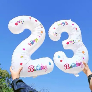 ภาพขนาดย่อของภาพหน้าปกสินค้าลูกโป่งตัวเลขสีขาว 32 นิ้ว พร้อมส่งในไทย ลูกโป่งฟอยล์ตัวเลข0-9 จากร้าน rainbow_balloons บน Shopee ภาพที่ 4