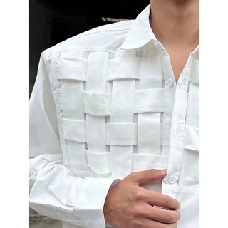 เสื้อเชิ้ตแขนสั้น พิมพ์ลายวาฟเฟิล สไตล์ฮ่องกง เรโทร สําหรับผู้ชาย