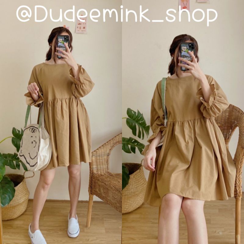 dudeemink-shop-sandy-dress-เดรสโอเวอร์ไซส์ทรงหลวม-สาวอวบใส่ได้-ใส่แล้วน่ารักมากก-bmm1501