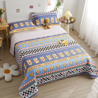 🥨ผ้าคลุมเตียง ผ้าปูเตียง อย่างง่าย ผ้าปูที่นอน bedspread ชุดเครื่องนอน เตียงผ้าห่มครอบคลุมผ้าฝ้าย สากลสำหรับทุกฤดูกาล