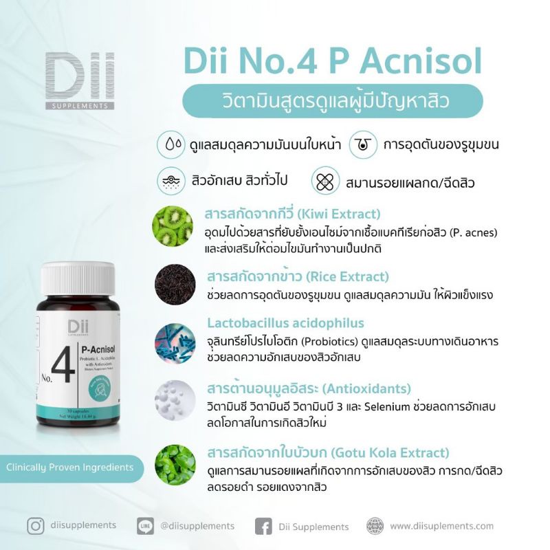 แท้-dii-no-4-p-acnisol-ดีไอไอ-พี-แอคนิโซล-วิตามินสำหรับผู้มีปัญหาสิว-30-แคปซูล