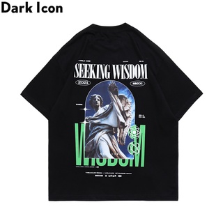 เสื้อยืดโอเวอร์ไซส์เสื้อยืด ผ้าฝ้าย พิมพ์ลาย Dark Icon Seeking Smart แฟชั่นฤดูร้อน สําหรับผู้ชายS-3XL