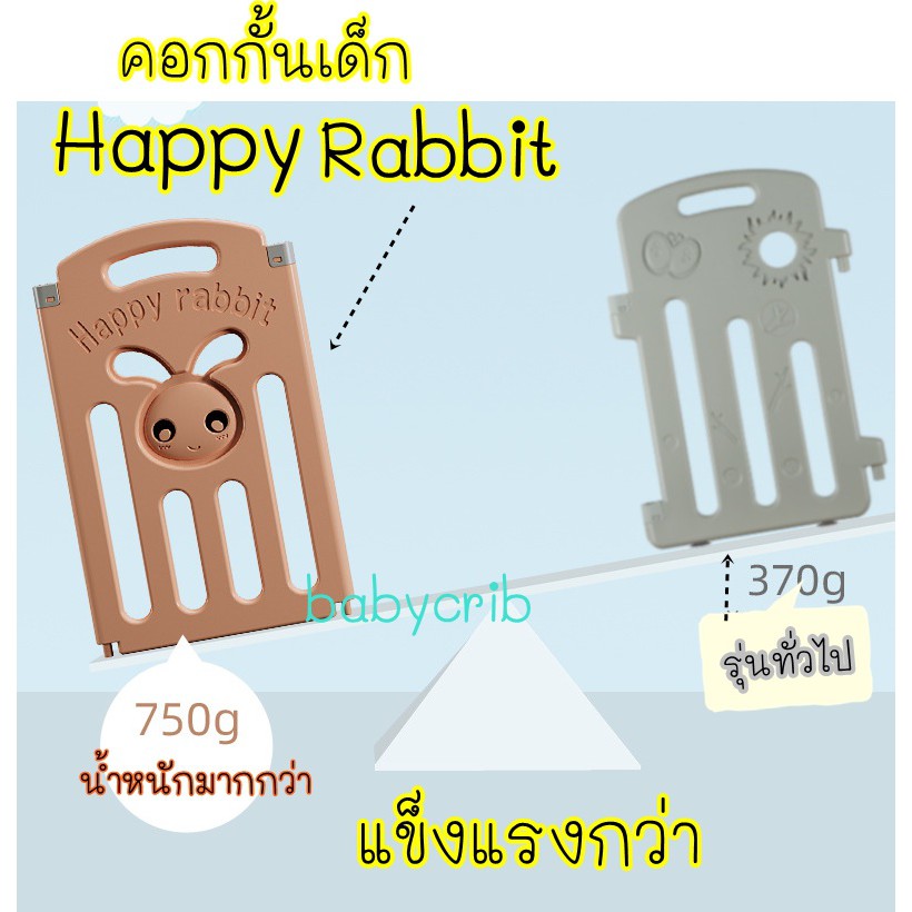 คอกกั้นเด็กพับได้-happyrabbit-มีประตู-แผ่นเสริมพัฒนาการ-วัสดุhdpe-กัดได้-ปลอดภัย-พลาสติคหนาและหนักกว่า-แข็งแรงกว่า