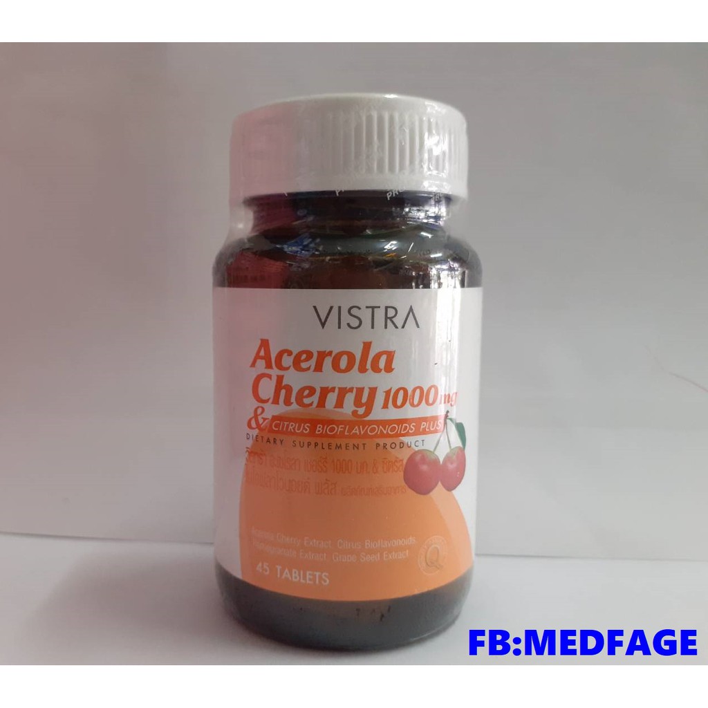 ภาพหน้าปกสินค้าVISTRA Acerola Cherry 1000 mg วิสทร้า อะเซโรลาเชอรี่ 45เม็ด จากร้าน toony562 บน Shopee