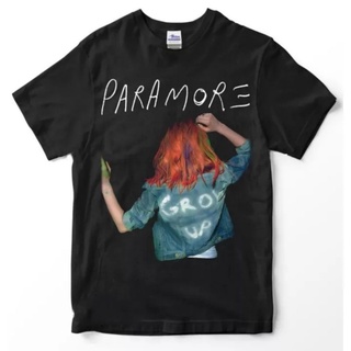 เสื้อยืดผ้าฝ้ายParamore GROW UP band เสื้อยืดพรีเมี่ยม พิมพ์ลาย paramore decode สําหรับผู้ชายL XL  XXL 3XL