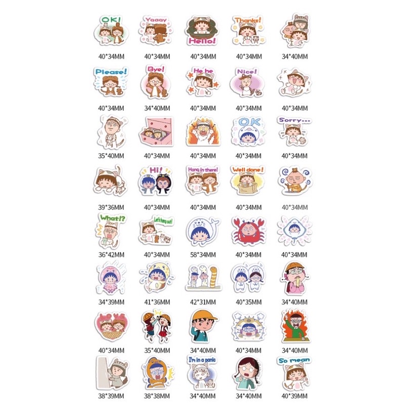 สติ๊กเกอร์-maruko-94-มารูโกะ-40-ชิ้น-หนูน้อยจอมซ่า-มารุโกะจัง-หนูน้อยจอมฮา-มารูโกะจัง-จิบิ-มารุโกะจัง-ญี่ปุ่น-การ์ตูน