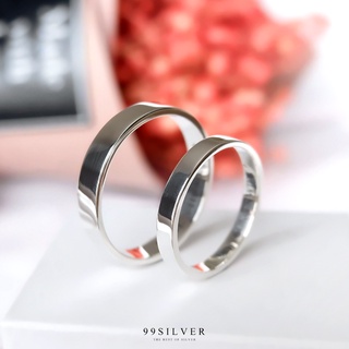 Set แหวนคู่รักชายหญิง เงินแท้รุ่นมาตรฐาน หน้ากว้าง 3 และ 4 มิลลิเมตร(กดสั่ง 1 ครั้ง ได้แหวน 2 วง)  (RB1-5)