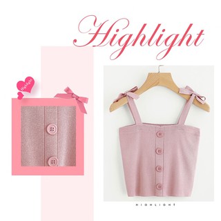 ‼️SALE‼️พร้อมส่ง Dotfashion Pink Bow Tie Strap Jersey Top #RVES170526002