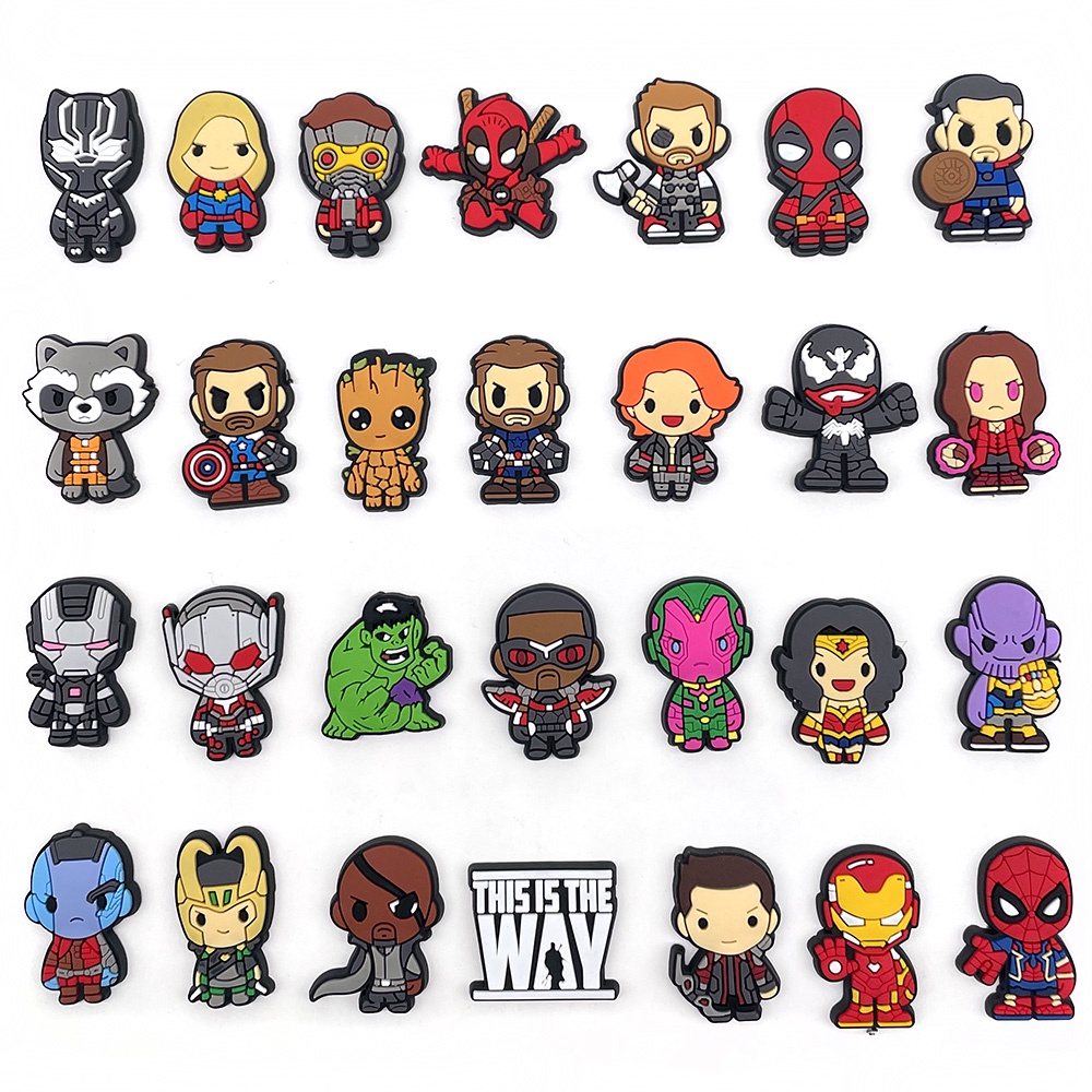 ฟิกเกอร์การ์ตูนซุปเปอร์ฮีโร่-ไอรอนแมน-สไปเดอร์แมน-28-แบบ-doodle-series-จี้รูปรองเท้า-สําหรับตกแต่งรองเท้า-crocs