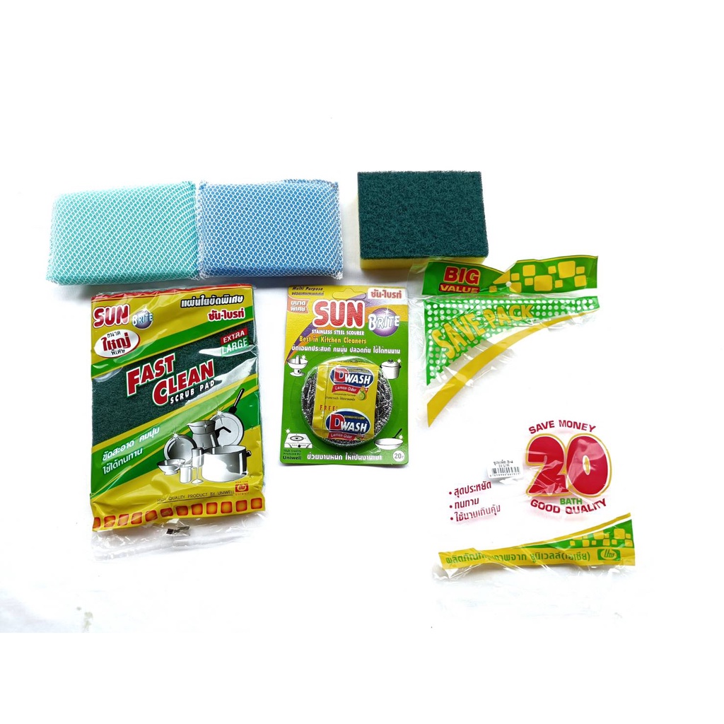 ชุดสุดคุ้ม! ชุดฟองน้ำล้างจาน ซันไบรท์ sun brite (ราคา/แพ็ค) | Shopee ...