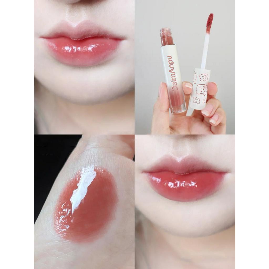 daimanpu-cute-bear-ลิปสติก-mirror-lip-glaze-water-gloss-lip-gloss-lipstick