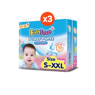 โปรโมชั่น : เหลือ 829 โค้ด DSG50  BABYLOVE POWER PANTS ผ้าอ้อมเด็ก เบบี้เลิฟ พาวเวอร์แพ้นท์ ไซส์ SMLXLXXL x 3 แพ็ค ขายยกลัง