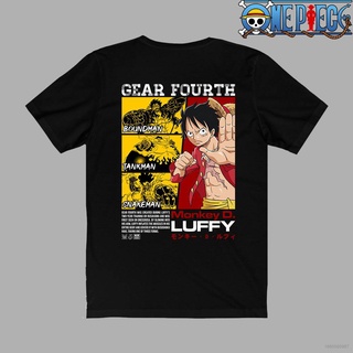 เสื้อยืดแขนสั้นลําลอง คอกลม ทรงหลวม พิมพ์ลายอนิเมะ ONE PIECE Monkey D Luffy Gear Fourth พลัสไซซ์