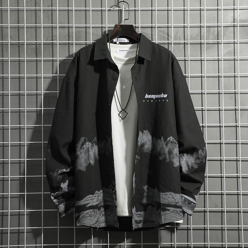 เสื้อเชิ้ตแขนยาวผู้ชาย-สไตล์เกาหลี-สีพื้น