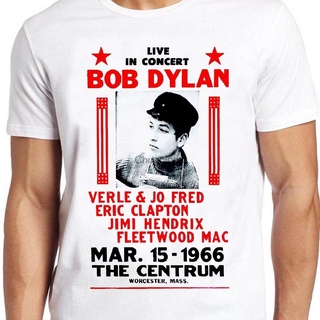 เสื้อยืดวงดนตรีโปสเตอร์คอนเสิร์ต Bob Dylan T B1551 66 Gig สไตล์เรโทรall size