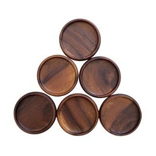 ที่รองแก้ว จานรองแก้ว  6 ชิ้น งานพรีเมียม ไม่ขึ้นรา แข็งแรง ตก ไม่แตก Wood Coaster set of 6 PCS